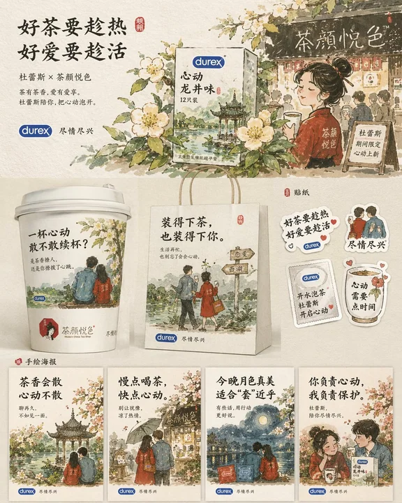 杜蕾斯与茶颜悦色联名海报设计