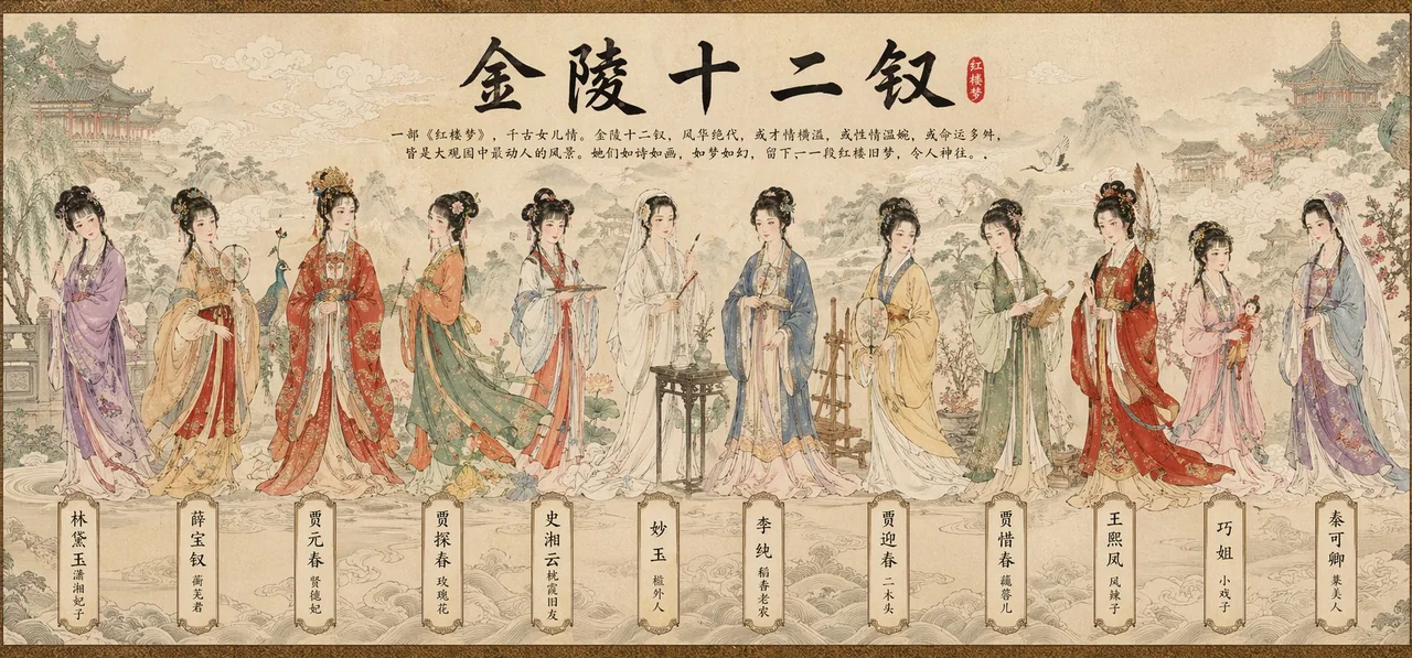 国風工筆八仙長巻挿画