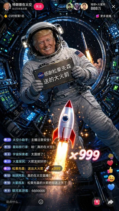 トランプ宇宙ライブ配信視聴者数が1000万を突破