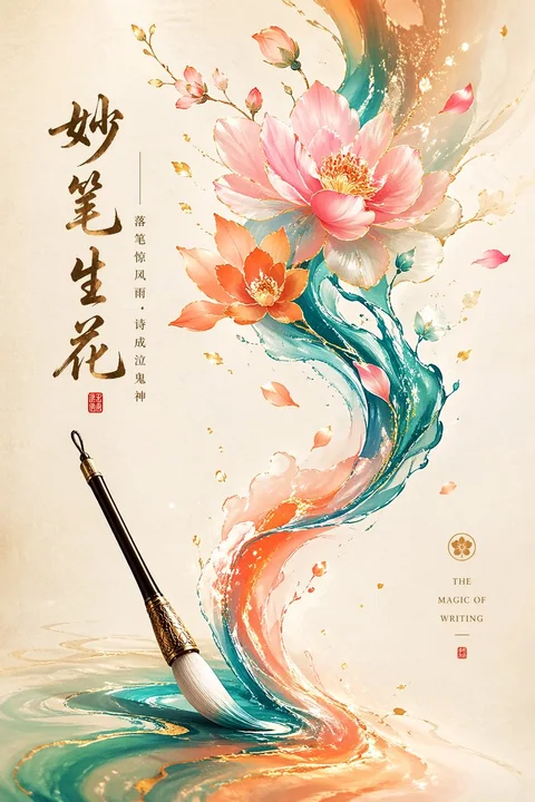 妙笔生花极简东方插画