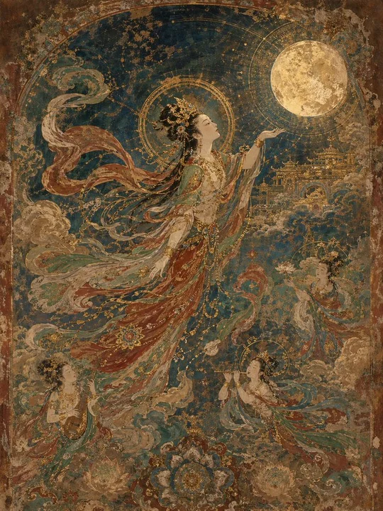 敦煌神女残金壁画