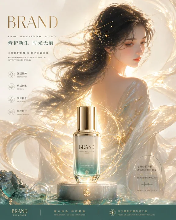 Publicité pour soins de la peau : esthétique minimaliste orientale