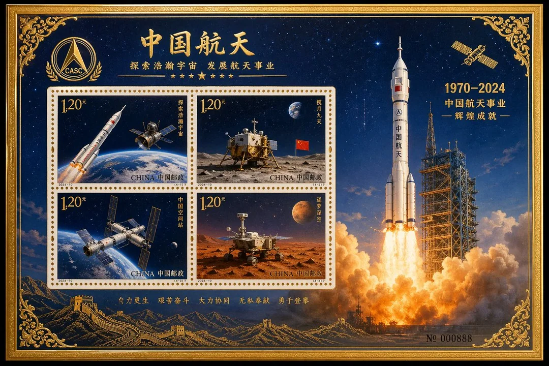 China Aerospace Commemorative Gold-Plated Stamp