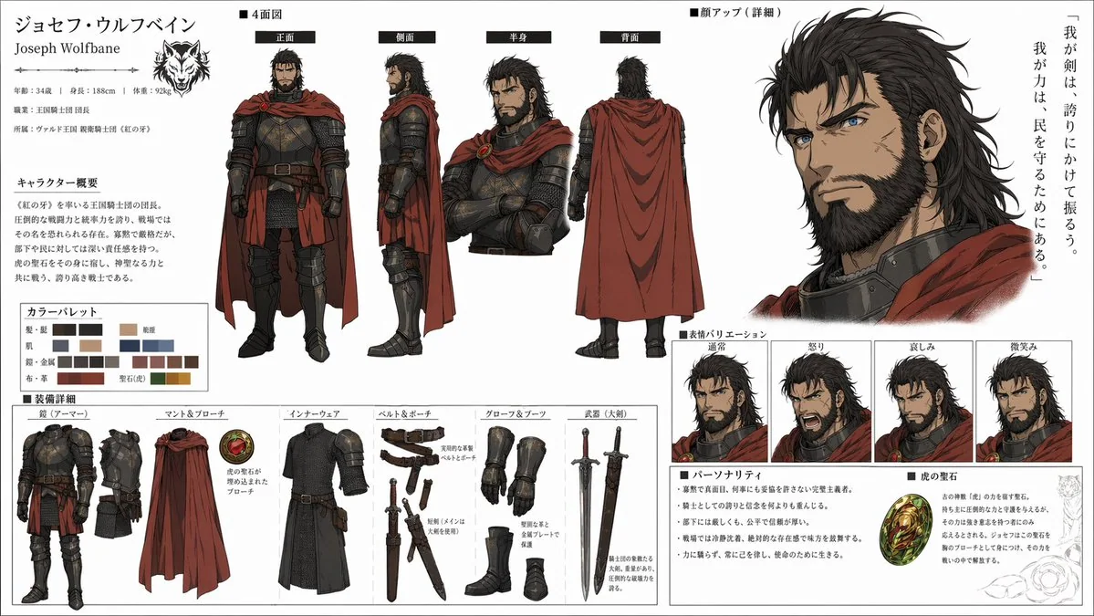 高精細なキャラクターデザインと表情の分解