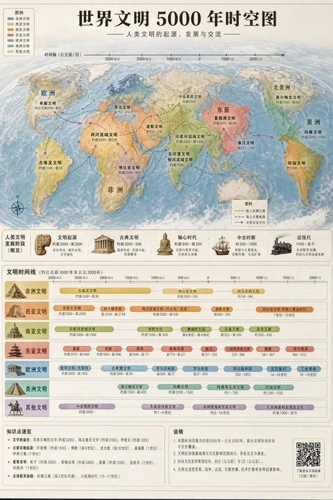 Cartographie temporelle et spatiale de la civilisation mondiale en cinq mille ans