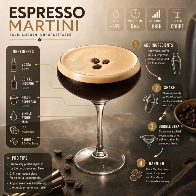 Espresso Martini Recipe Infographic