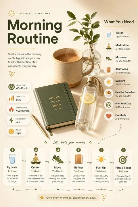 Modern minimalist daily routine infographic design