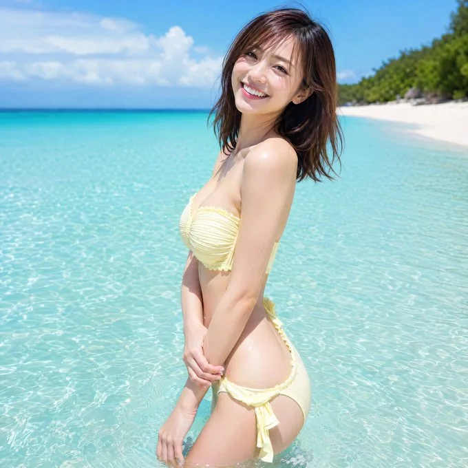 ブルー・コastsのビキニ美女