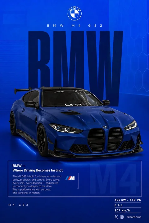 BMW M4 ポスター デザイン 深海ブルー