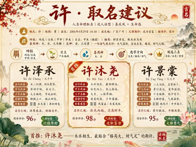 古風命理取名對比海報