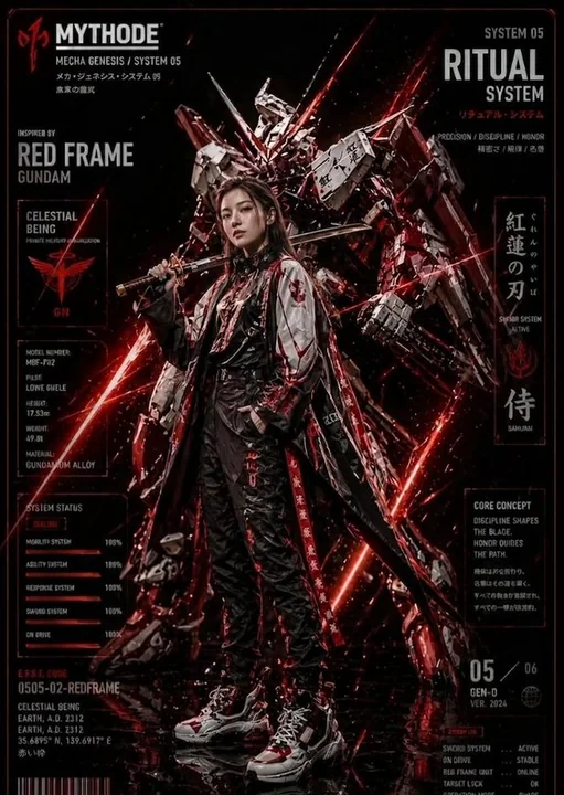 Female model mecha style 8K fashion poster