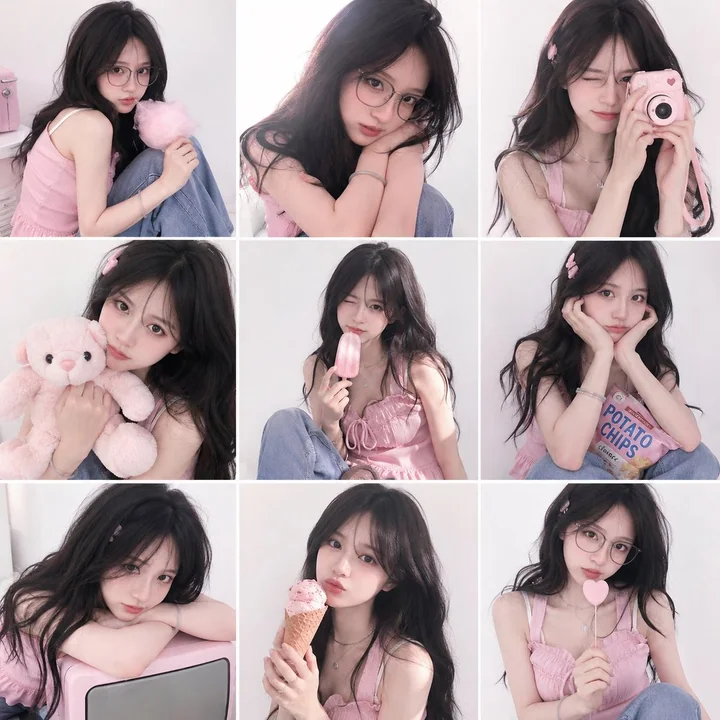 Korean soft sister style 3x3 magazine collage