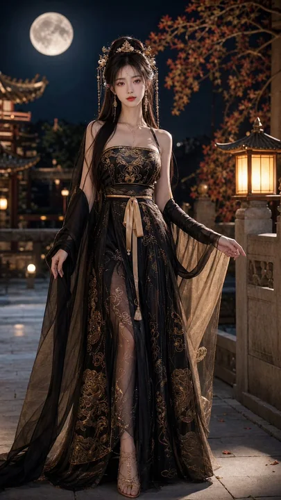Portrait de hanfu de style Tang d'une belle jeune femme de 18 ans