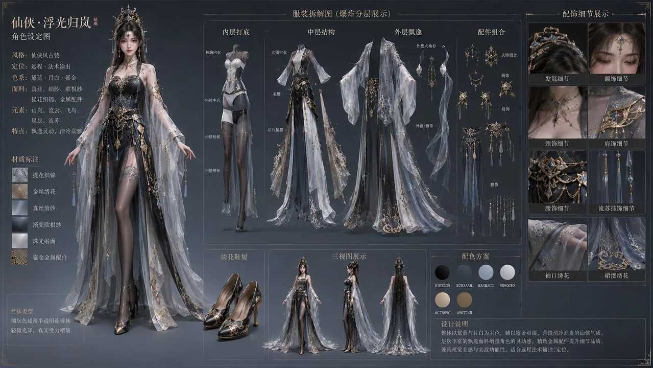 Style ancien chinois, concept de personnage féminin 3D