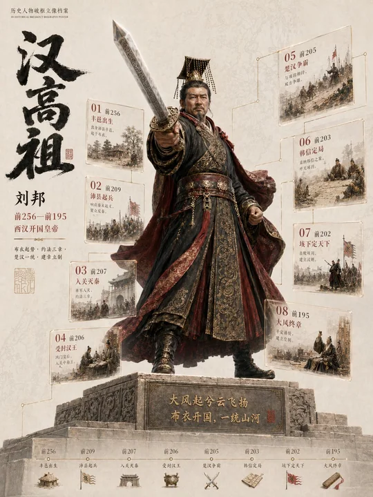 3Dリアルな歴史人物伝記の枠破りビジュアルポスター