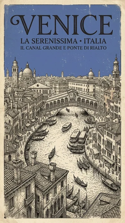 Affiche d’illustration d’architecture urbaine au style d’archives vintage