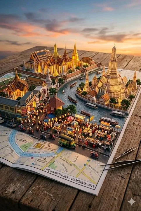3D miniature paper art pop-up city map