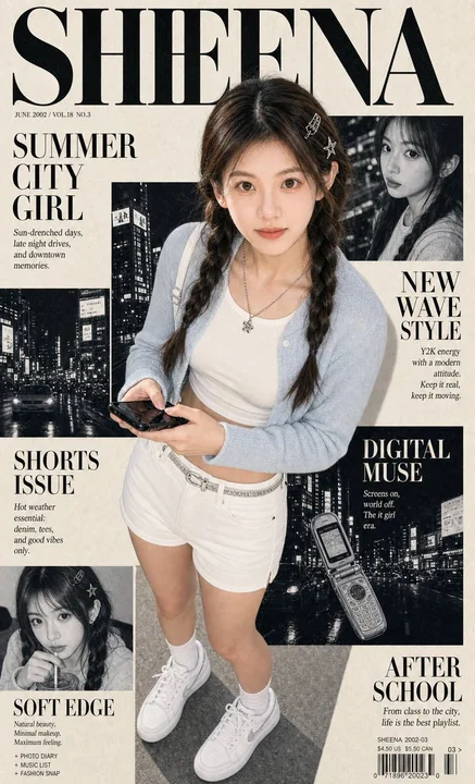 Retro Y2K-style fashion magazine cover portrait prompt