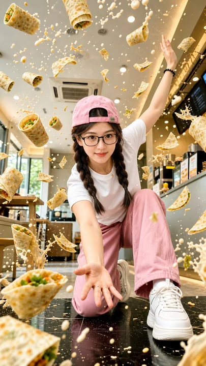 Dynamic, realistic commercial portrait photography in a breakfast shop