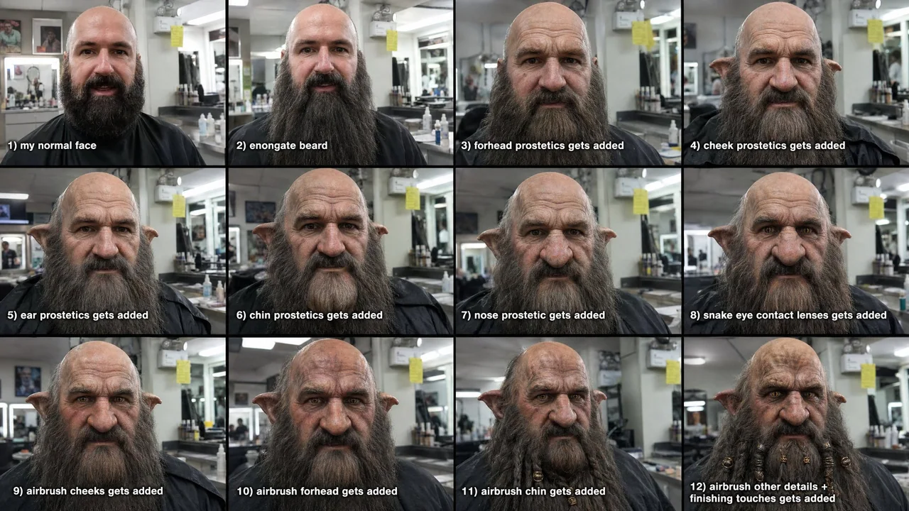 The complete transformation process of a dwarf through movie special effects makeup