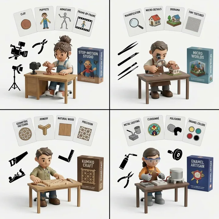 3D trendy collectible figurine art style poster generation