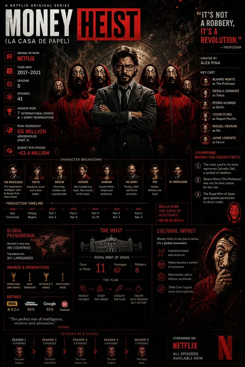 Quatre grandes séries légendaires, affiches infographiques à l’esthétique cinématographique