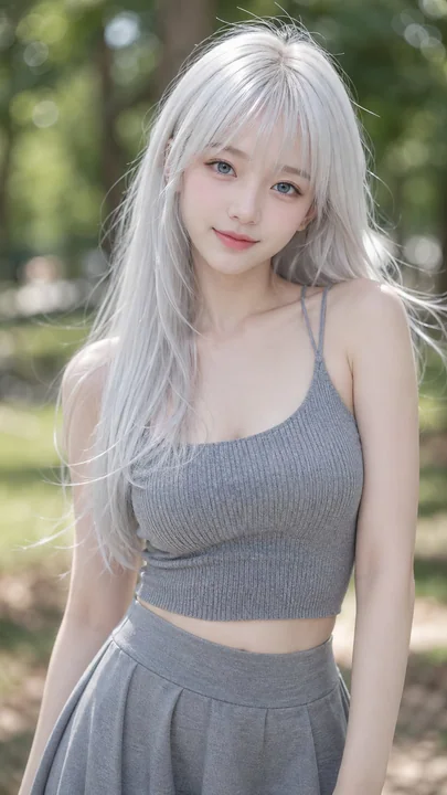 清冷纯欲风白发亚洲美少女