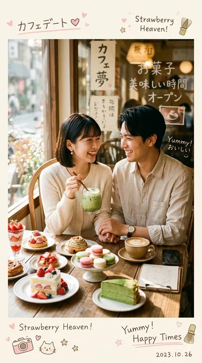 Korean- and Japanese-style atmospheric dessert shop couple photography
