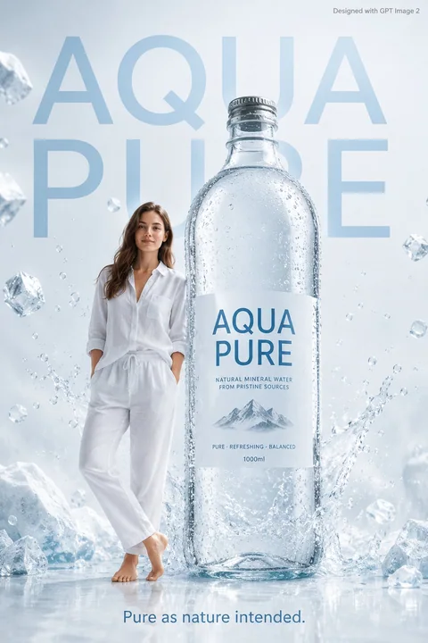 纯净矿泉水极简风商业海报
