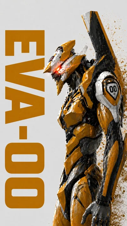 EVA Unit-00 Side View Oil Painting Style Realistic Mecha