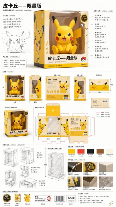限定版キャラクターコレクション玩具の専門パッケージデザインの全景図
