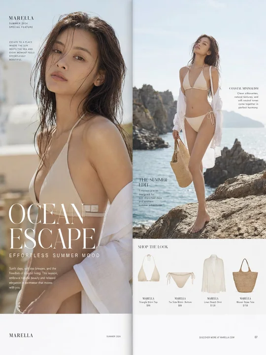 Minimalist Summer Vacation Style Swimwear Magazine Spread