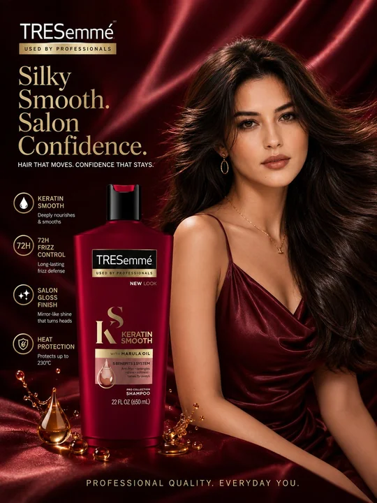 Luxury keratin shampoo advertising poster design