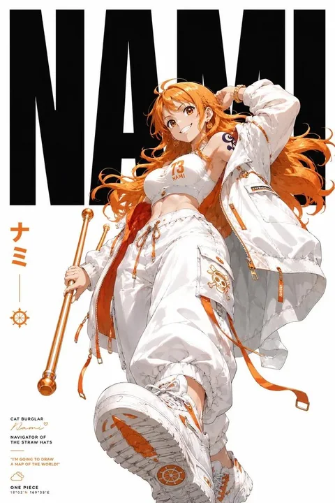 Affiche de style anime ultra-délicat, tendance et techwear
