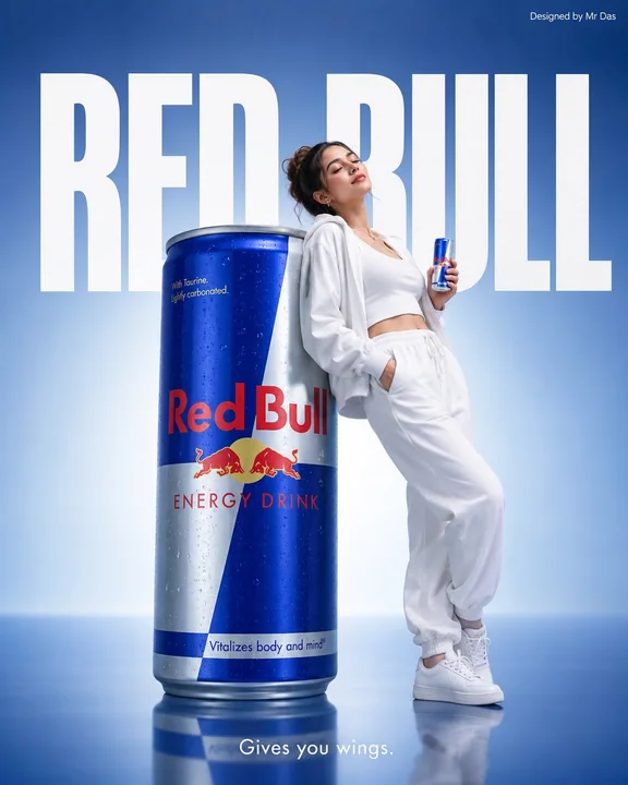 Minimalist Red Bull energy drink commercial blockbuster