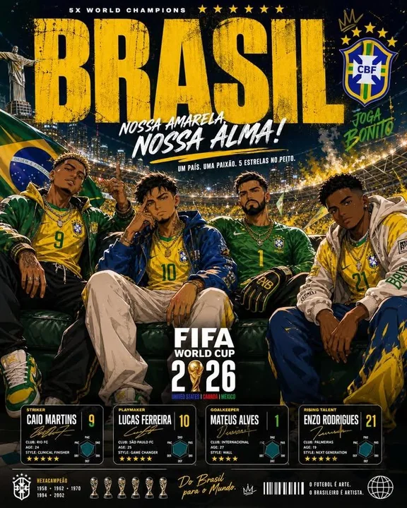 2026ワールドカップのアニメ風ストリートトレンドサッカーポスター