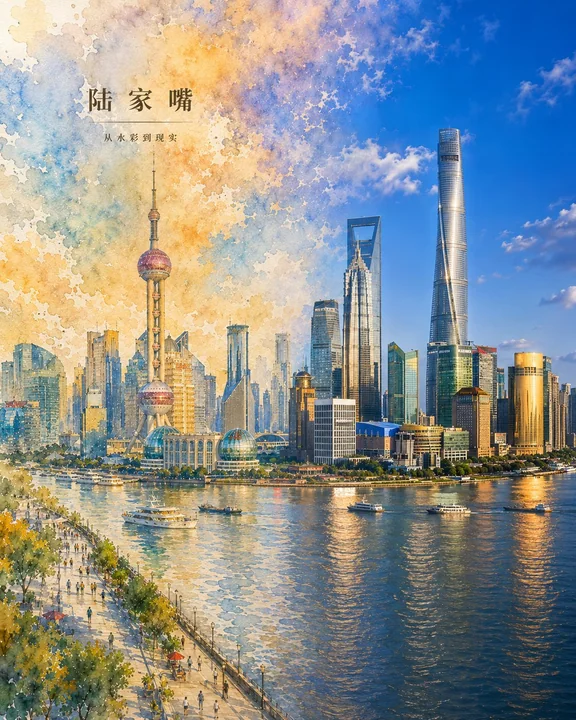 虚实交融的城市印象艺术海报