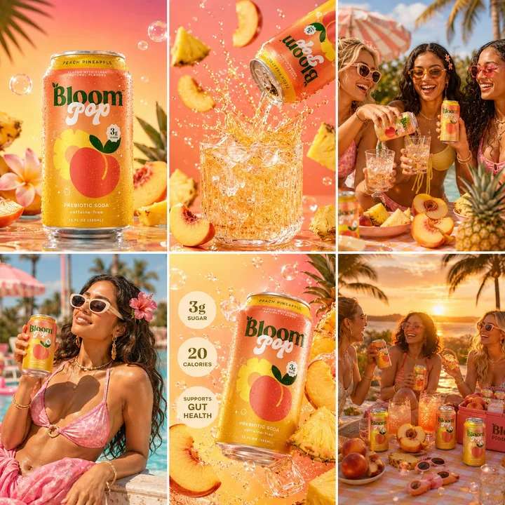 Peach Pineapple Sparkling Water Dopamine Visual Blockbuster