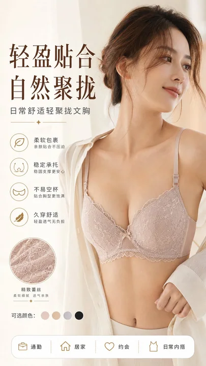 Advanced Japanese-style Underwear E-commerce Product Page Four Image Generation Instructions