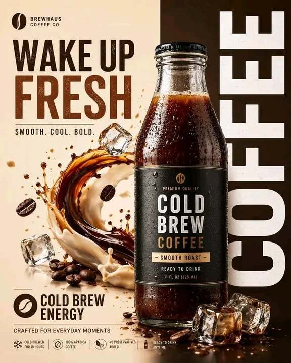 Modern minimalist commercial beverage advertising poster