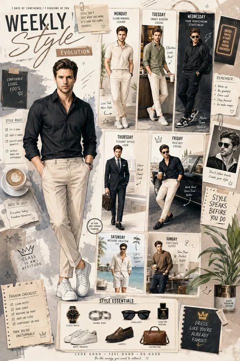 High-end fashion outfit weekly illustration poster