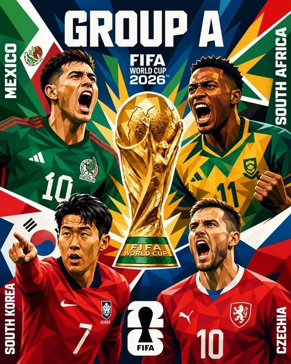 2026 World Cup Group D four-country football stars dynamic low-poly illustrated poster