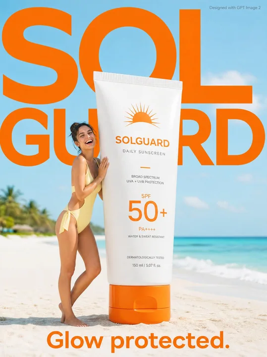 Affiche publicitaire de soins de la peau rafraîchissants pour l’été