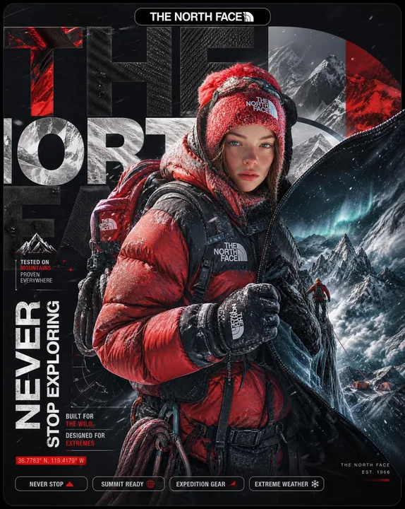 The North Face hyper-realistic polar expedition visual poster