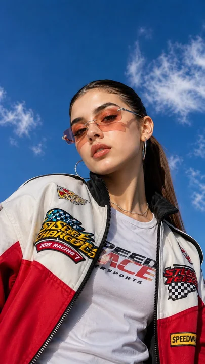 Veste de course rétro pour fille cool avec photo en grand angle
