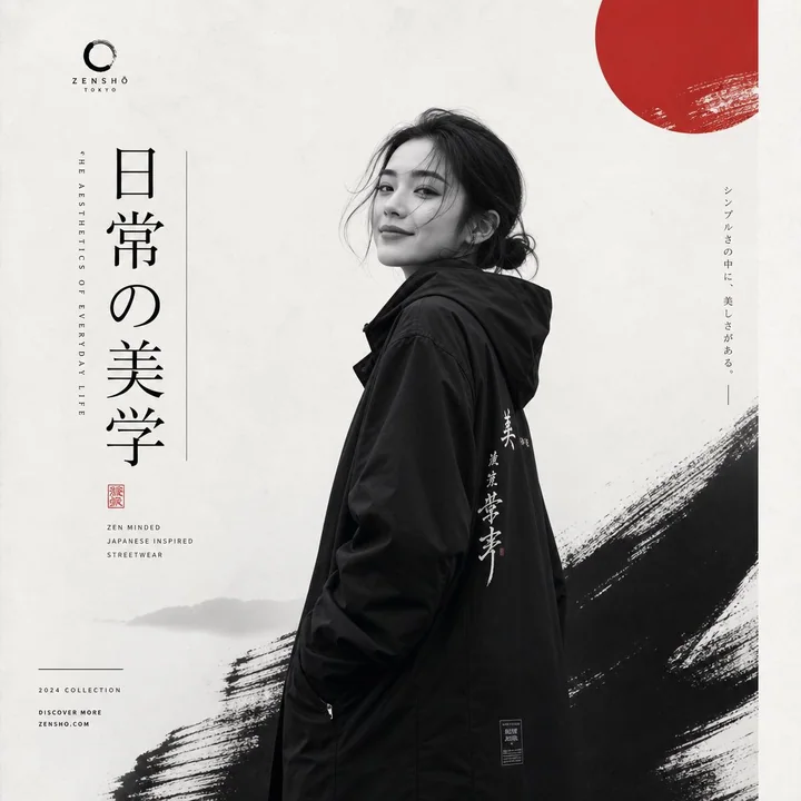 Affiche de mode haut de gamme au minimalisme japonais