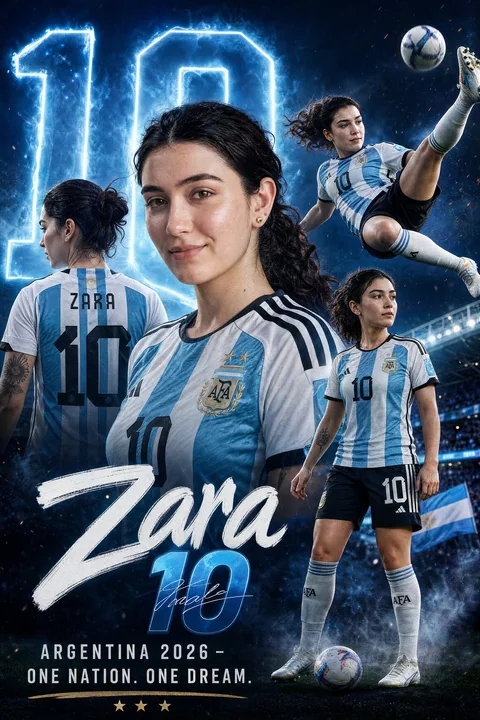 Affiche de football réaliste et dynamique du numéro 10 argentin