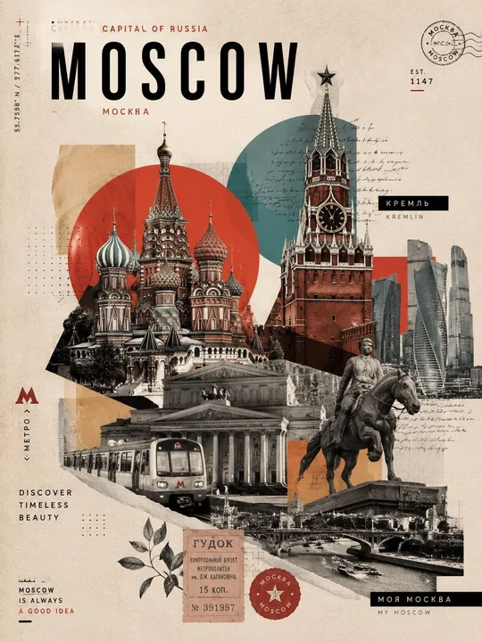 Affiche collage de voyage rétro moderne