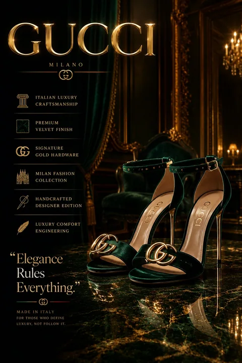 Conception d’affiche de mode pour des escarpins de luxe