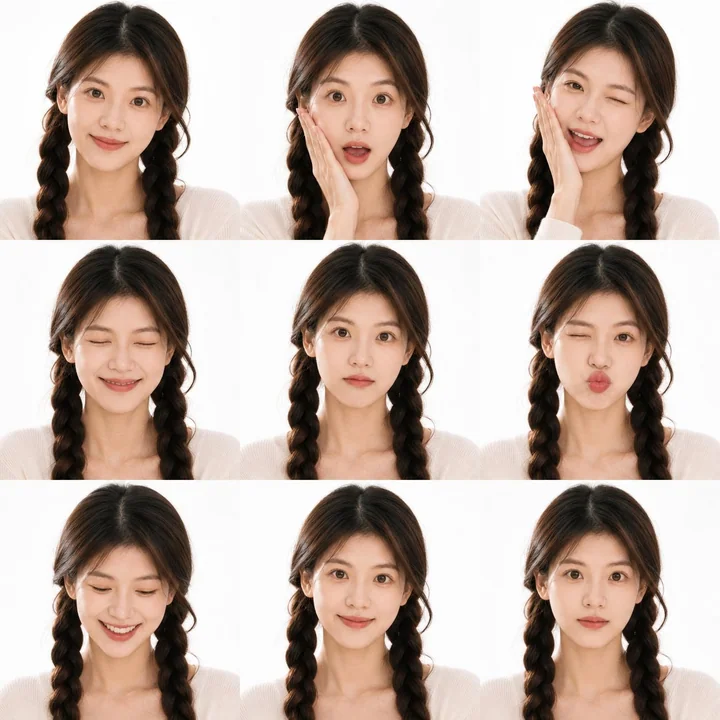 Realistic style human nine-grid photo